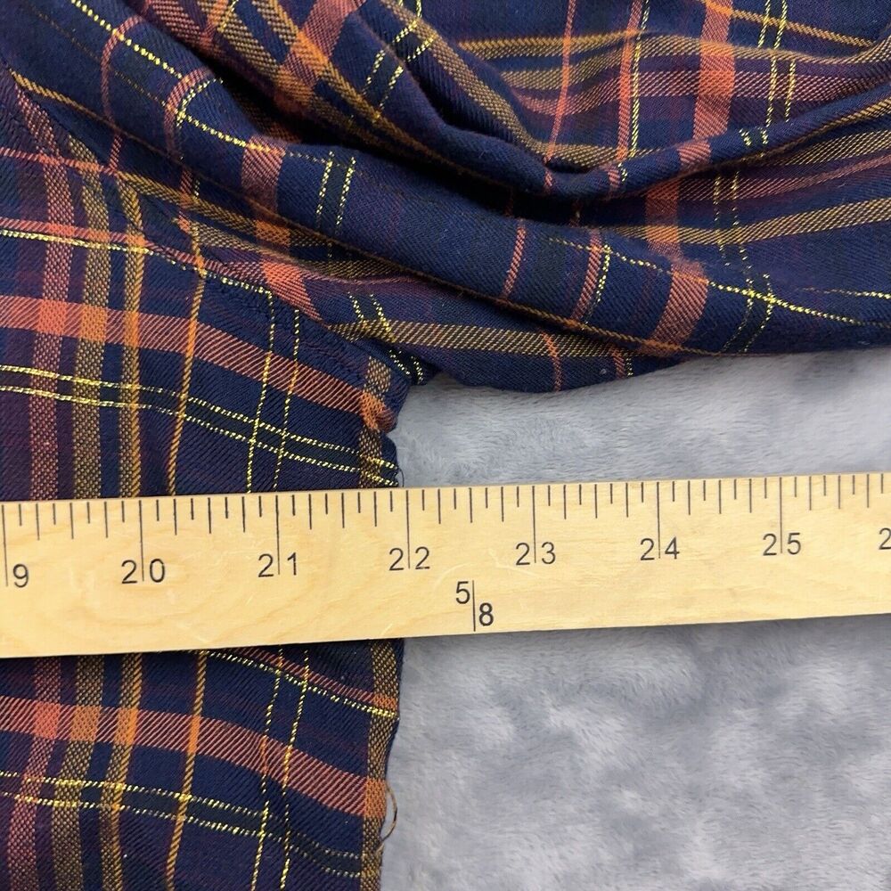 Express Shirt Women's Size L Blue Metallic Western Plaid Studded Boyfriend Snap - Picture 9 of 10